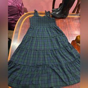 J. Crew Navy and Green Plaid Dress